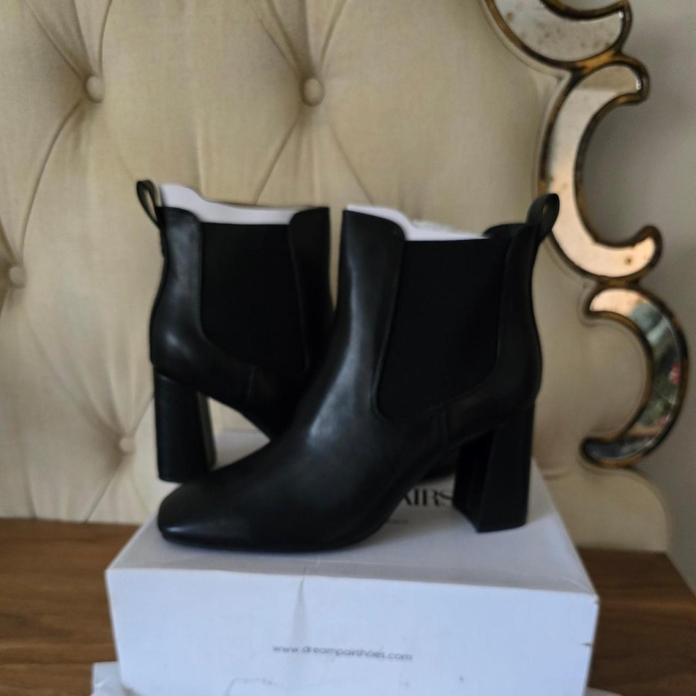 Dream pairs black chelsea ankle boots block heel size 11